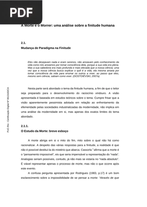 A morte o morrer: uma análise sobre a finitude humana