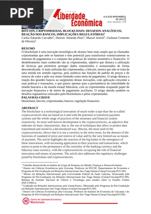 Bitcoin, criptomoedas, blockchain: Desafios analíticos, reação dos bancos, implicações regulatórias