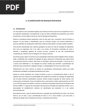 Clasificação de maciços rochosos