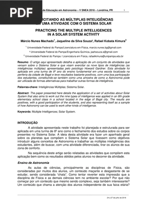 Exercitando as múltiplas inteligências em uma atividade como o sistema solar (Artigo)