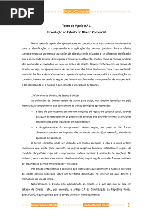 Introdução ao Estudo do Direito Comercial