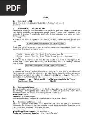Lição 1 do curso de japonês