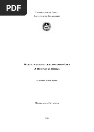 O Gesso na Escutltura Contemporânea. A História e as Técnicas