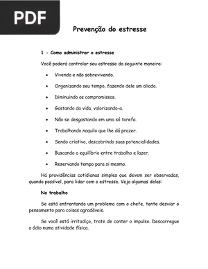 Prevenção do estresse (Artigo)