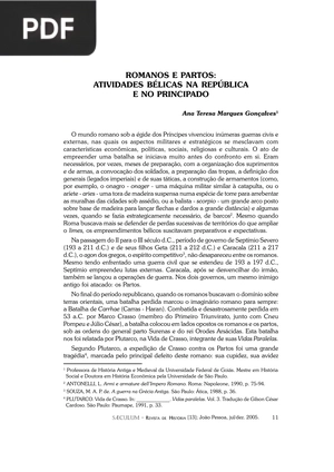 Romanos e partos: atividades bélicas na República e no Principado