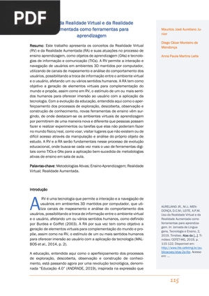 Uso da Realidade Virtual e da Realidade Aumentada como ferramentas para aprendizagem (Artigo)