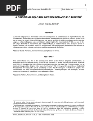 A Cristianização do Império Romano e o direito