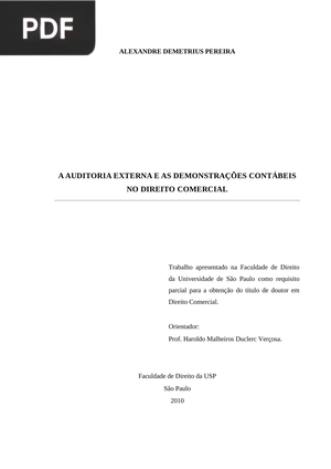 A auditoria externa e as demostrações contábeis no direito comercial