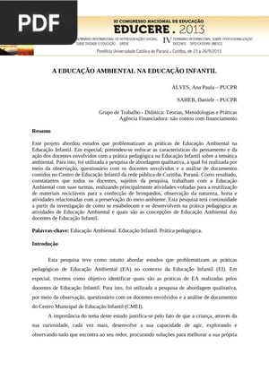 A educação ambiental na educação infantil (Artigo)