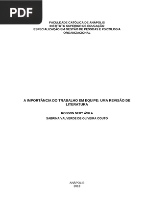 A importância do trabalho em equipe: uma revisão de literatura