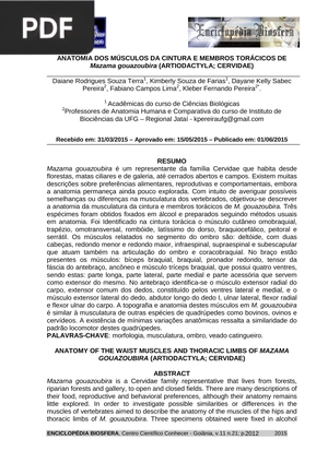 Anatomia dos músculos da cintura e membros torácicos de Mazama gouazoubira (Artiodactyla; Cervidae)