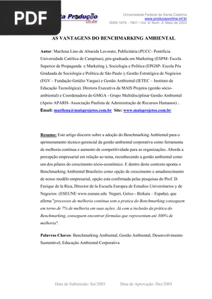 As ventagens do benchmarking ambiental (Artigo)