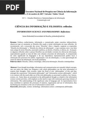 Ciência da Informação e Filosofia: Reflexões