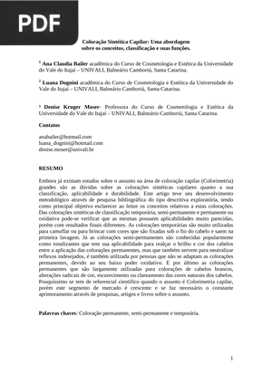 Coloração Sintética Capilar: Uma abordagem sobre os conceitos, classificação e suas funções.
