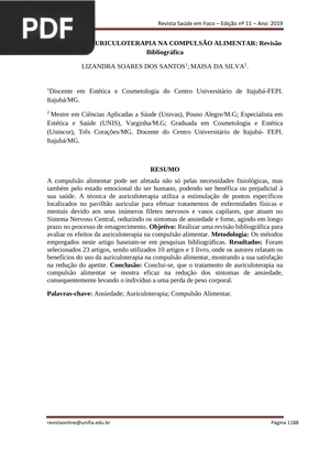 Efeitos da auriculoterapia na compulsão alimentar (Artigo)