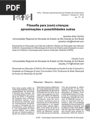Filosofia para (com) crianças: aproximações e possibilidades outras