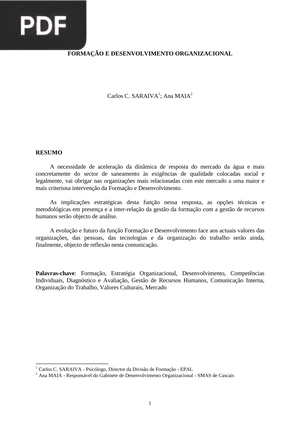 Formação e desenvolvimento organizacional (Artigo)