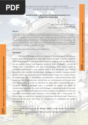 Heidegger: A redução fenomenológica e apregunta pelo ser