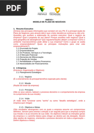 Modelo de Plano de Negócios (Artigo)