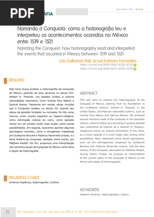 Narrando a Conquista: como a historiografia leu e interpretou os acontecimentos ocorridos no México entre 1519 e 1521