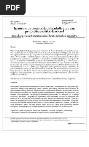 Transtorno de personalidade borderline sob una perspectiva analítico-funcional