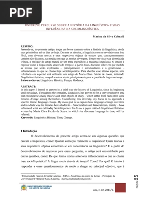 Um breve percuso sobre a história da linguística e suas influências (Artigo)