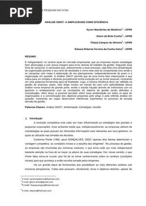 Análise SWOT: A simplicidade como eficiência