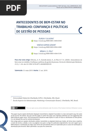 Antecendes de bem-estar no trabalho: confiança e políticas de gestão de pessoas