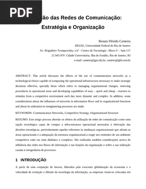 Aplicação das Redes de Comunicação: Estratégia e Organização