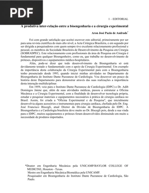 A produtiva inter-relação entre a bioengenharia e a cirurgia experimental (Artigo)