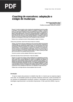 Coaching de executivos: adaptação e estágio de mudanças