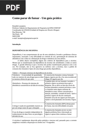 Como parar de fumar - Um guia prático (Artigo)