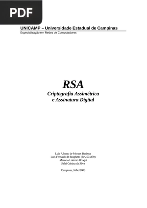 Criptografia Assimétrica e Assinatura Digital