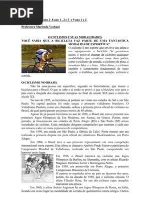 O Ciclismo e suas modalidades (Artigo)