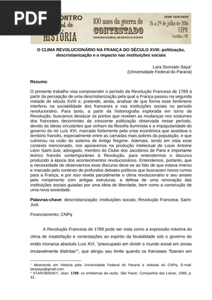 O clima revolucionário na França do século XVIII: politização, descristianização e o impacto nas instituições sociais