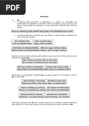 Partículas do curso de japonês