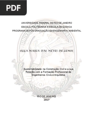 Sustentabilidade na constrção civil e sua relação com a formação profissional de engenheiros vicis e arquitetos