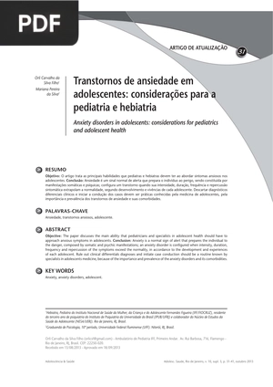 Transtorno de ansiedade em adolescentes: considerações para a pediatria e hebiatria