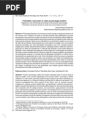 Felicidade e bem-estar na visão da psicologia positiva