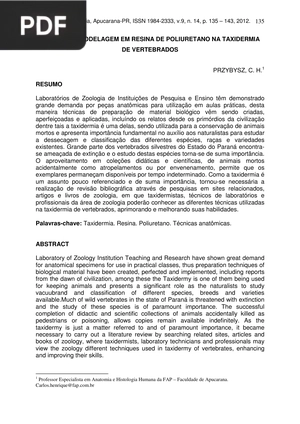 Técnica de modelagem em resina de poliuterano na taxidermia