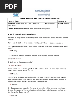 Adivinha das frutas.