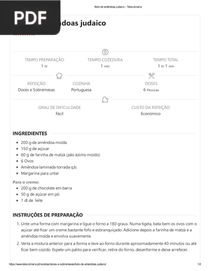 Bolo de amêndoas judaico