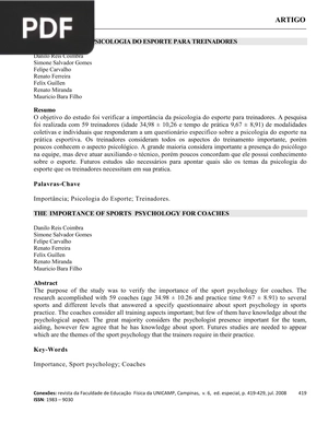 Importância da psicologia do esporte para treinadores