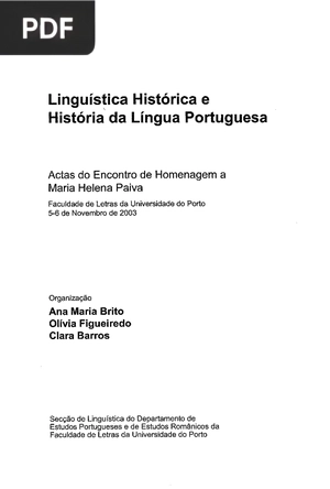 Linguística Histórica e Histórià da Língua Portuguesa