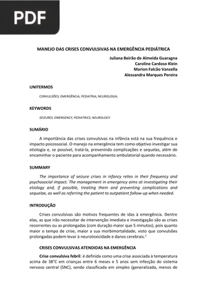 Manejo das crises convulsivas na emergências pediátrica