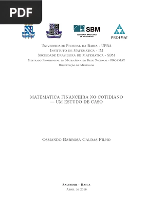 Matemática Financira no Cotidiano - Um Estudo de Caso