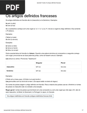 Os artigos definidos franceses