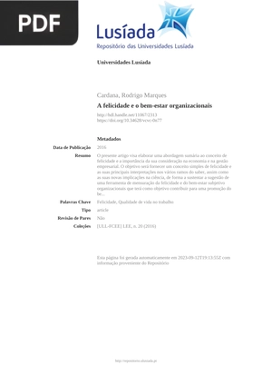 A felicidade e o bem-estar organizacionais
