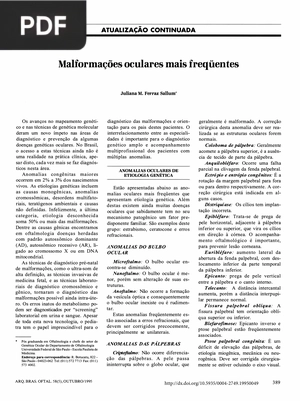 Malformações oculares mais freqüentes (Artigo)