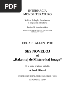 Ses noveloj el Rakontoj de mistero kaj imago (Seis contos de mistério e imaginação)